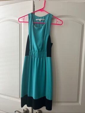 RACHEL Rachel Roy Teal and Black Sleeveless Midi Dress